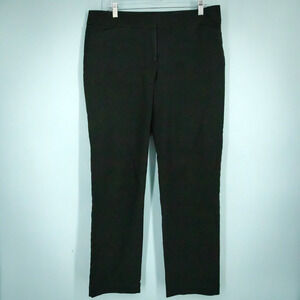 Eileen Fisher Size Medium M Black Button Zip Straight Leg Organic Cotton Pants